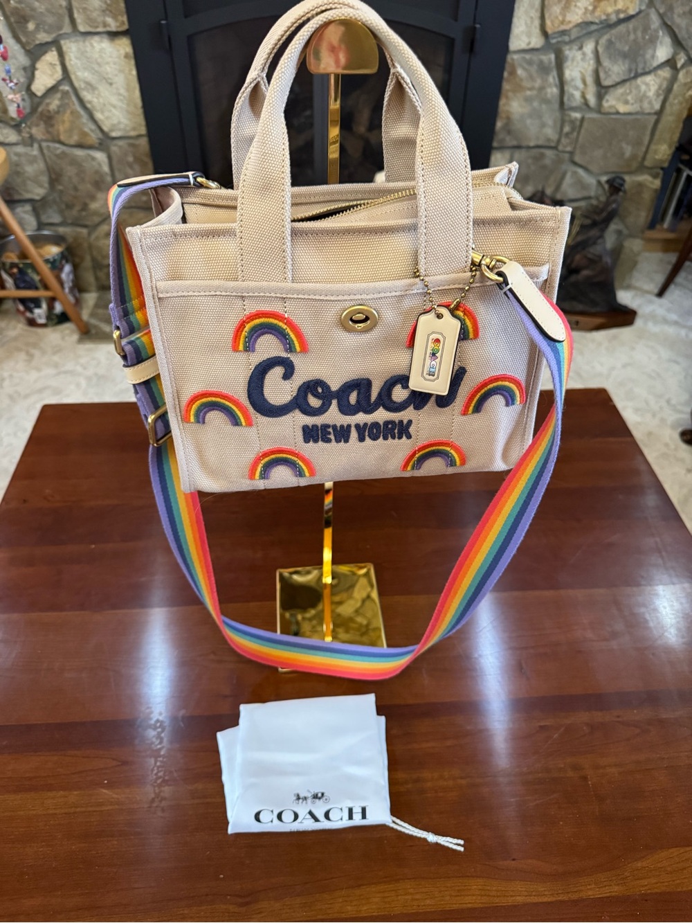 Coach Pride Canvas Tote NWOT Rainbow Embroidered + Strap + Dustbag - Picture 2 of 5